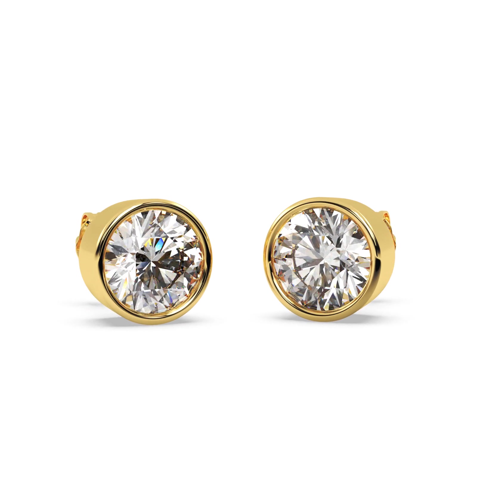 2.00ct. Bezel Set Diamond Stud Earrings 18kt Yellow Gold (G-H, VS2-SI1)