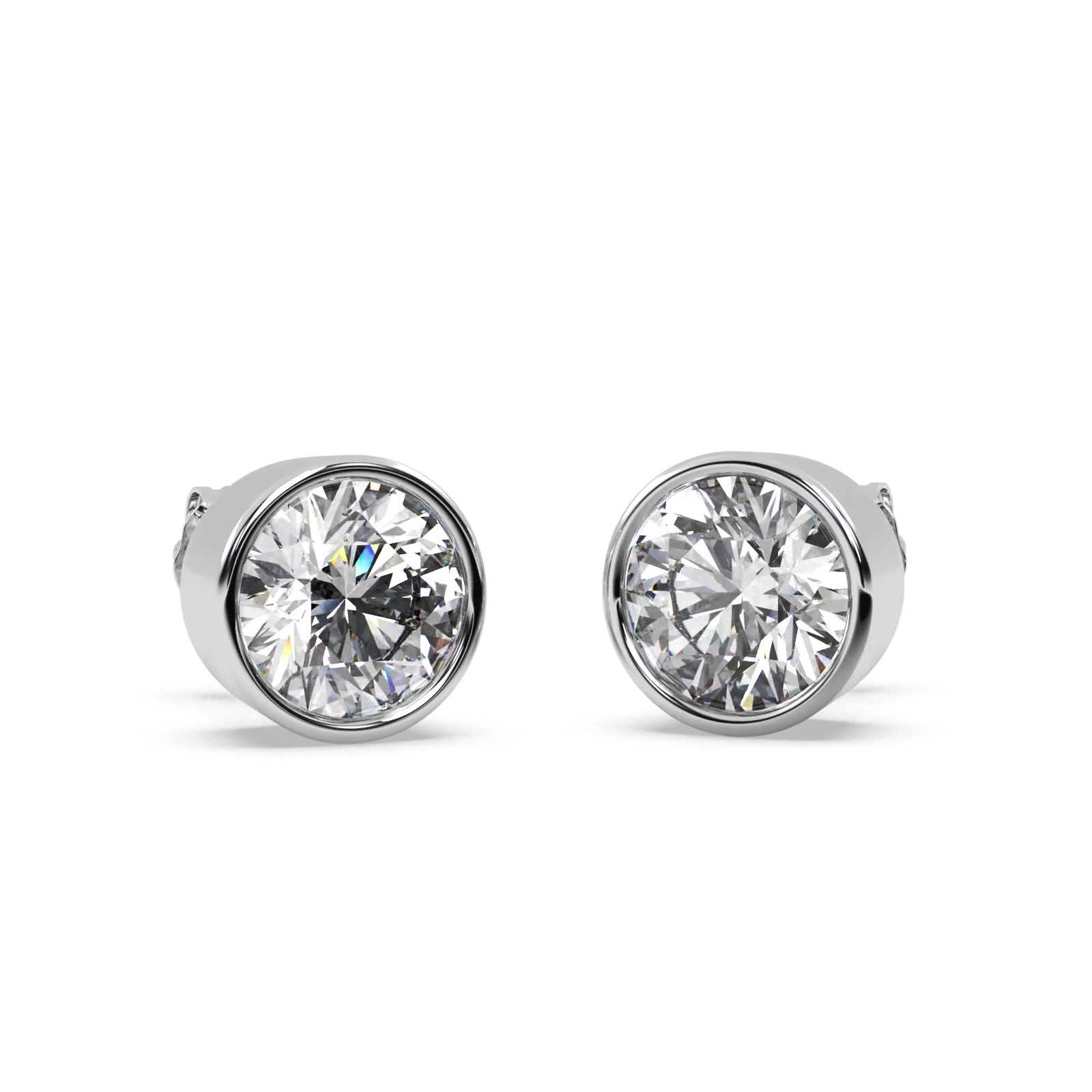 1.00ct. Bezel Set Diamond Stud Earrings Palladium (G-H, VS2-SI1)