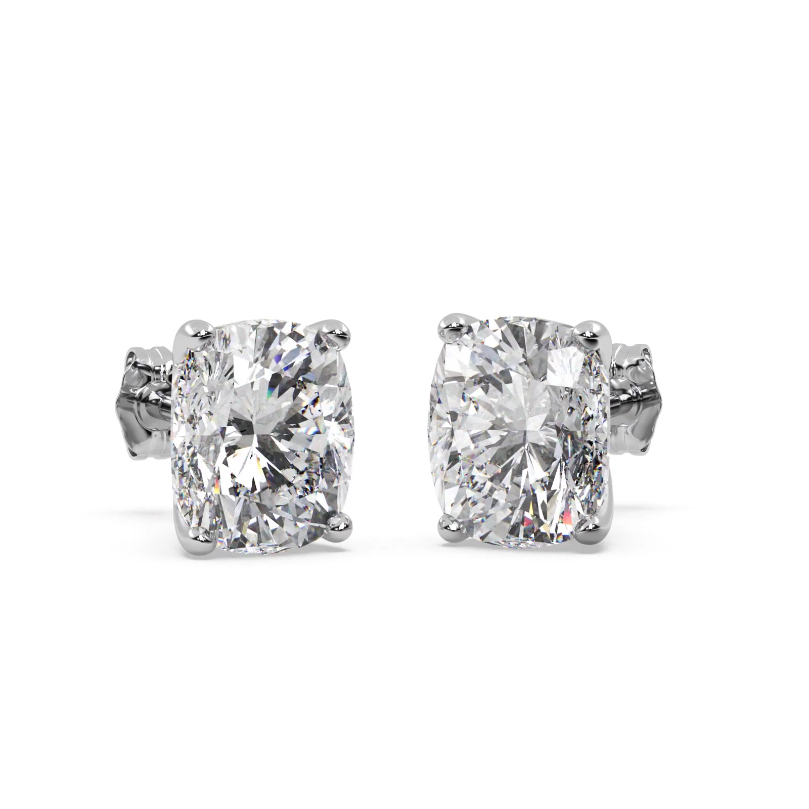 1.00ct. Cushion-Cut Moissanite Stud Earrings 14kt White Gold (F-G, VVS1)