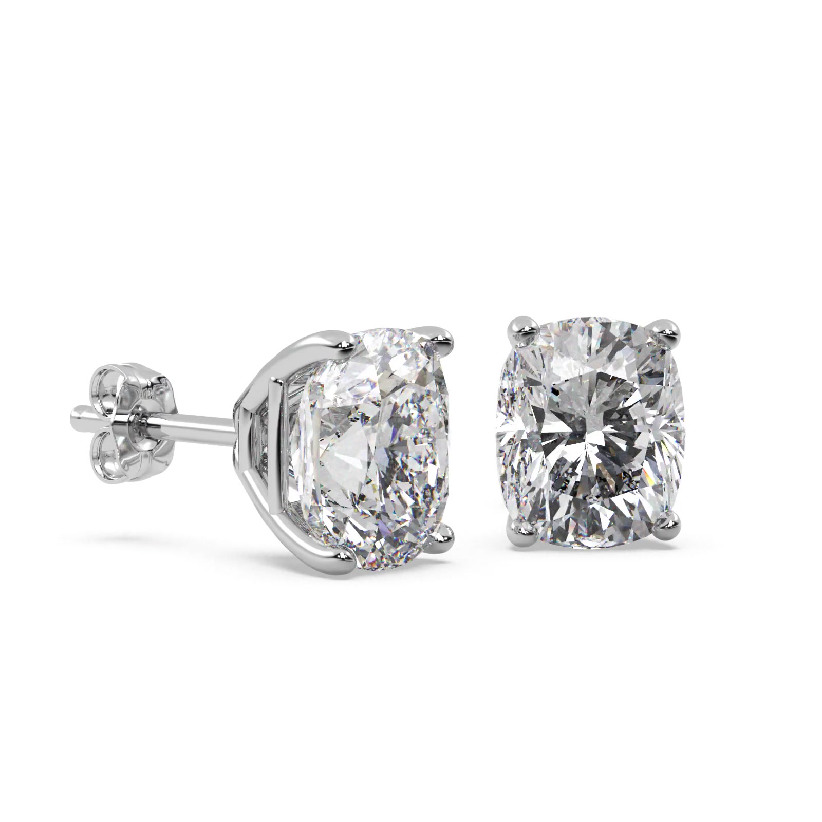 1.00ct. Cushion-Cut Moissanite Stud Earrings 14kt White Gold (F-G, VVS1)