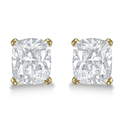 1.50ct. Cushion-Cut Moissanite Stud Earrings 14kt Yellow Gold (F-G, VVS1)