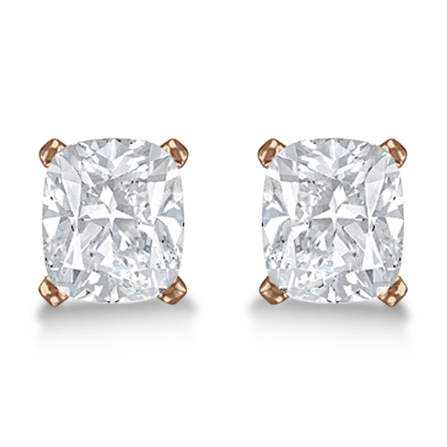1.50ct. Cushion-Cut Moissanite Stud Earrings 18kt Rose Gold (F-G, VVS1)