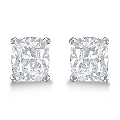 2.00ct. Cushion-Cut Moissanite Stud Earrings 18kt White Gold (F-G, VVS1)