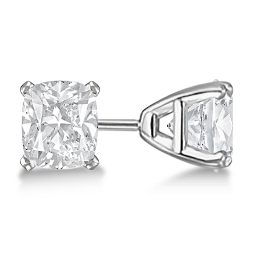 2.00ct. Cushion-Cut Diamond Stud Earrings Platinum (G-H, VS2-SI1)