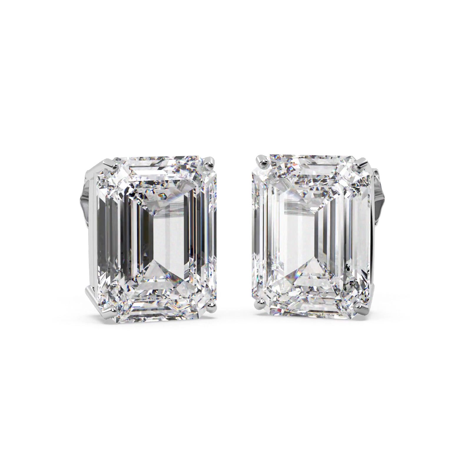 1.00ct Emerald-Cut Diamond Stud Earrings 14kt White Gold (G-H, VS2-SI1)