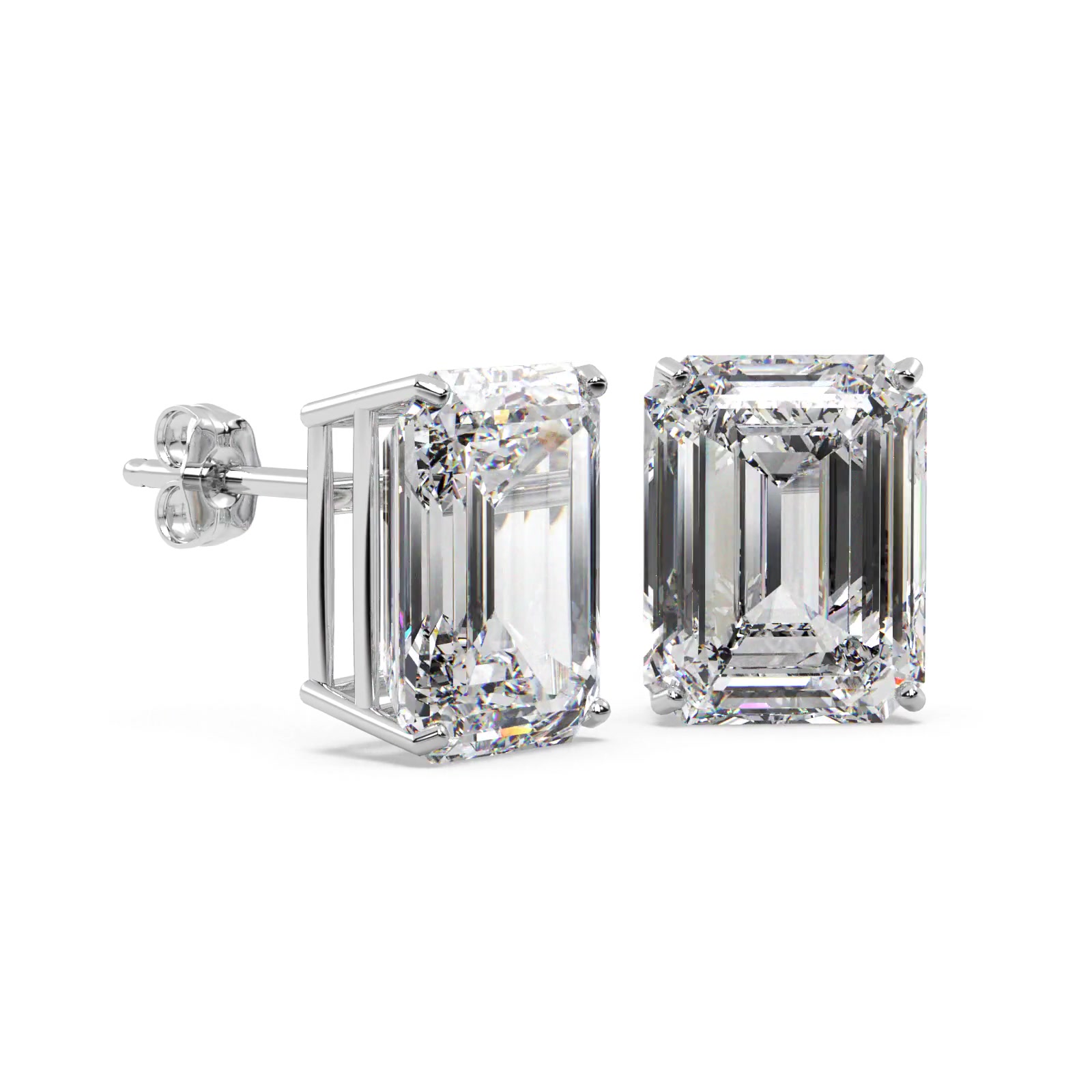 0.50ct Emerald-Cut Diamond Stud Earrings 14kt White Gold (G-H, VS2-SI1)