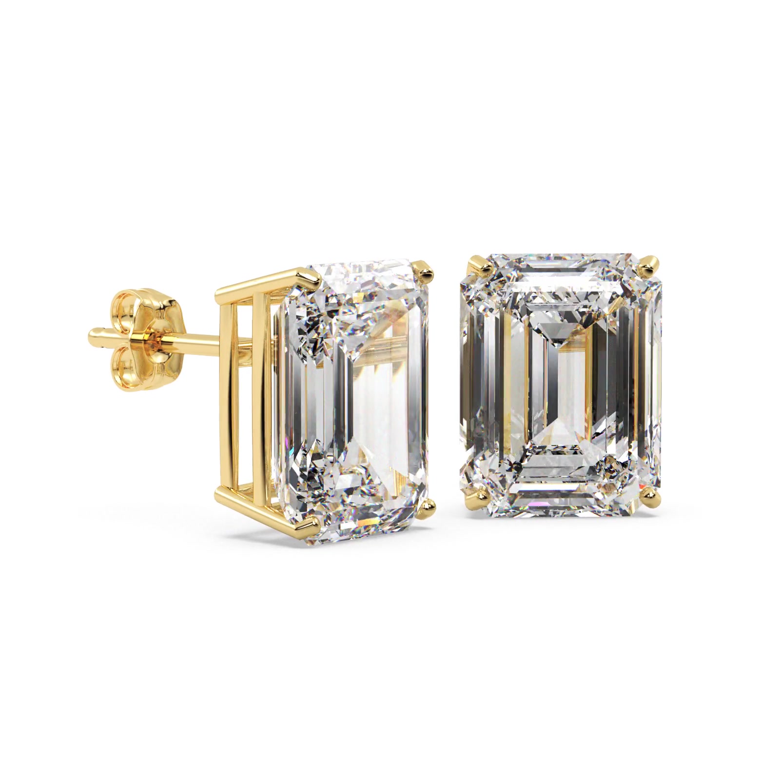 0.50ct Emerald-Cut Diamond Stud Earrings 14kt Yellow Gold (G-H, VS2-SI1)