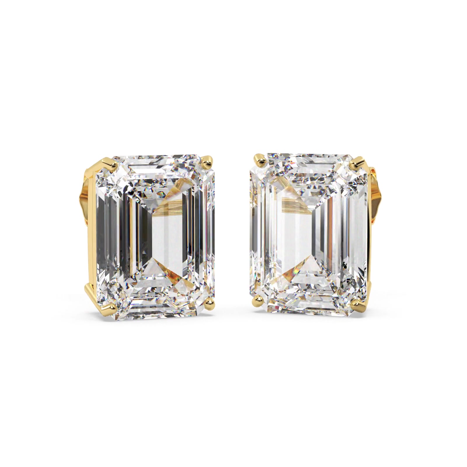 0.75ct Emerald-Cut Diamond Stud Earrings 14kt Yellow Gold (G-H, VS2-SI1)