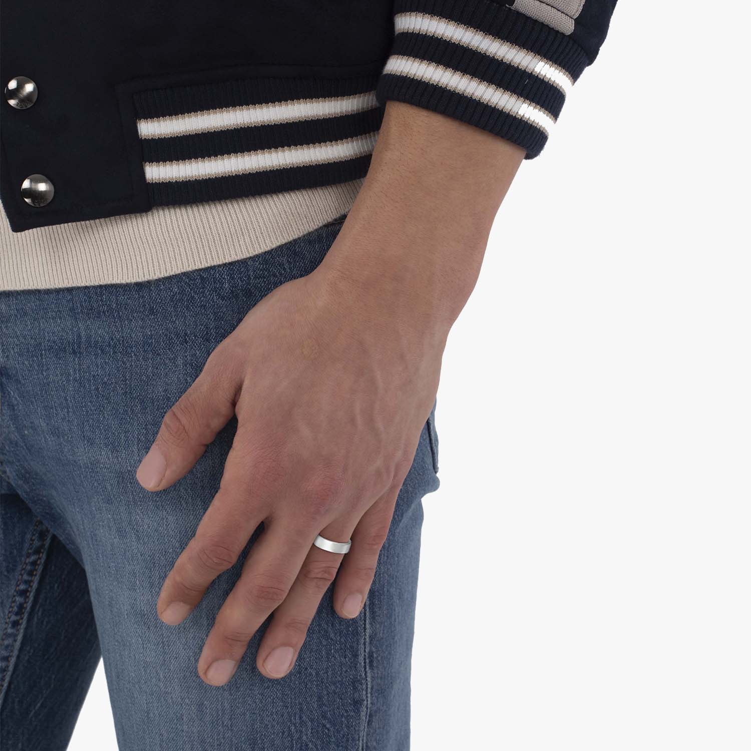 Dome Comfort Fit Wedding Ring Men's European Band 14k White Gold (6mm)