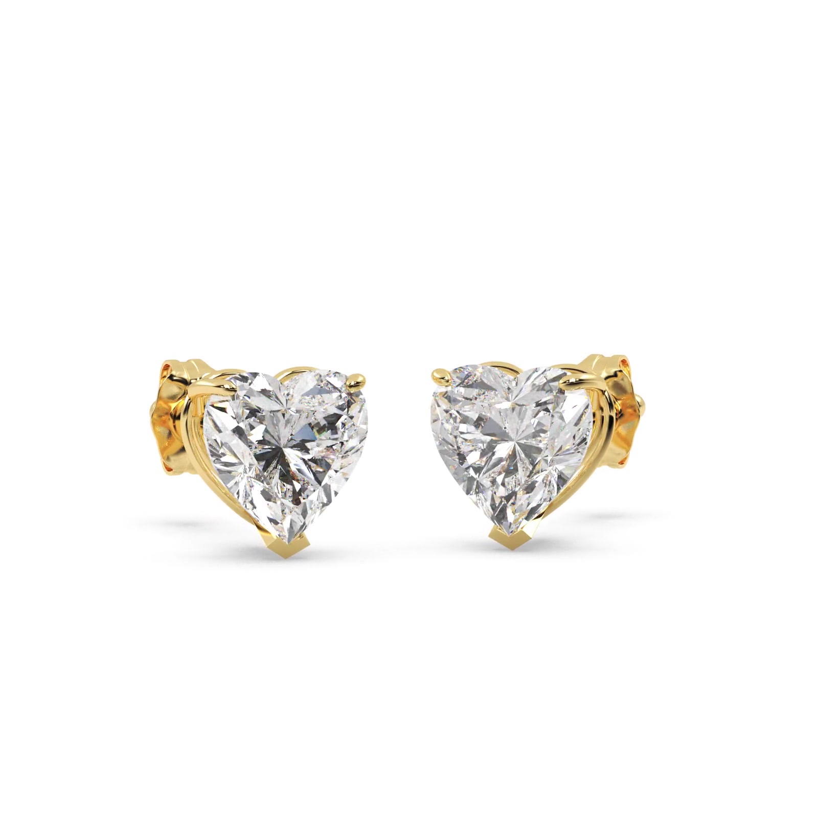 0.50ct Heart-Cut Diamond Stud Earrings 14kt Yellow Gold (H, SI1-SI2)