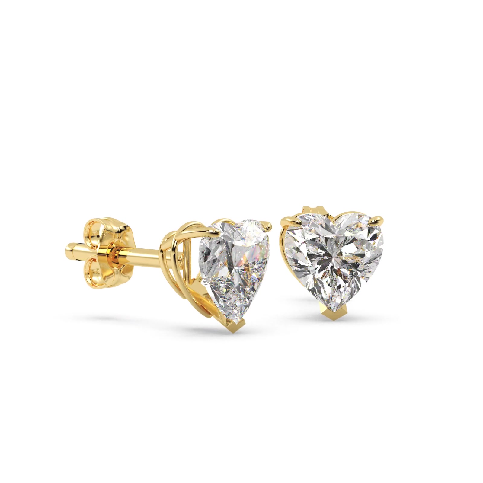 0.50ct Heart-Cut Diamond Stud Earrings 14kt Yellow Gold (H, SI1-SI2)