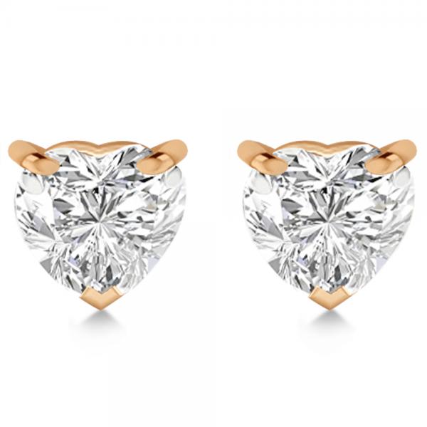 0.75ct Heart-Cut Lab Diamond Stud Earrings 18kt Rose Gold (G-H, SI1)