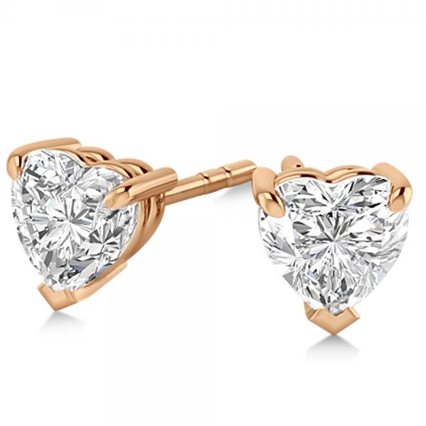0.75ct Heart-Cut Lab Diamond Stud Earrings 18kt Rose Gold (G-H, SI1)