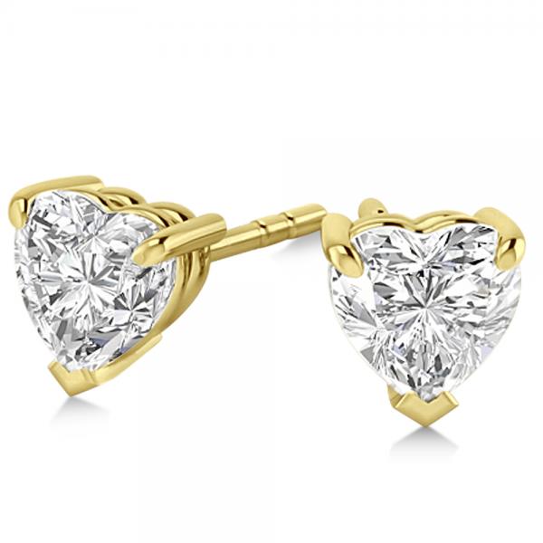 2.00ct Heart-Cut Lab Diamond Stud Earrings 18kt Yellow Gold (G-H, SI1)