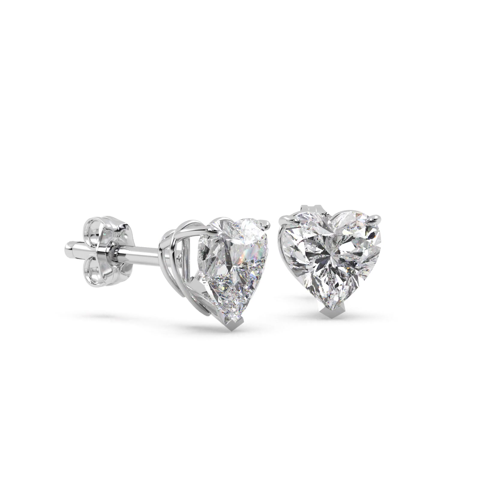 0.50ct Heart-Cut Diamond Stud Earrings 14kt White Gold (G-H, VS2-SI1)