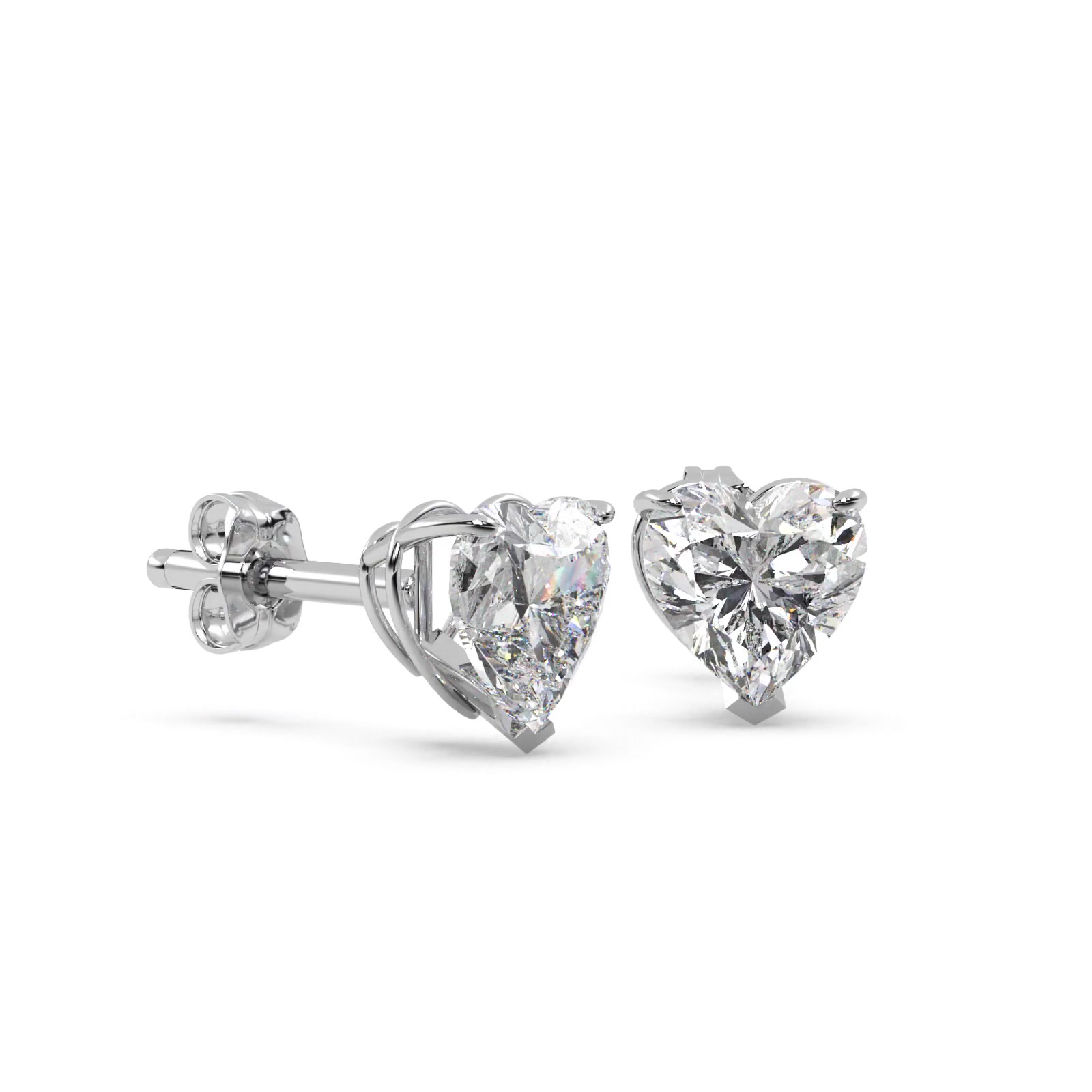 2.00ct Heart-Cut Diamond Stud Earrings 18kt White Gold (G-H, VS2-SI1)