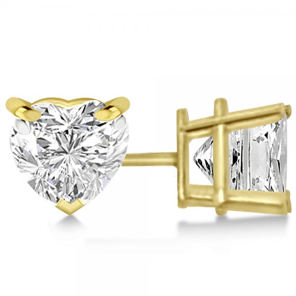 1.00ct Heart-Cut Lab Diamond Stud Earrings 14kt Yellow Gold (F-G, VS1)