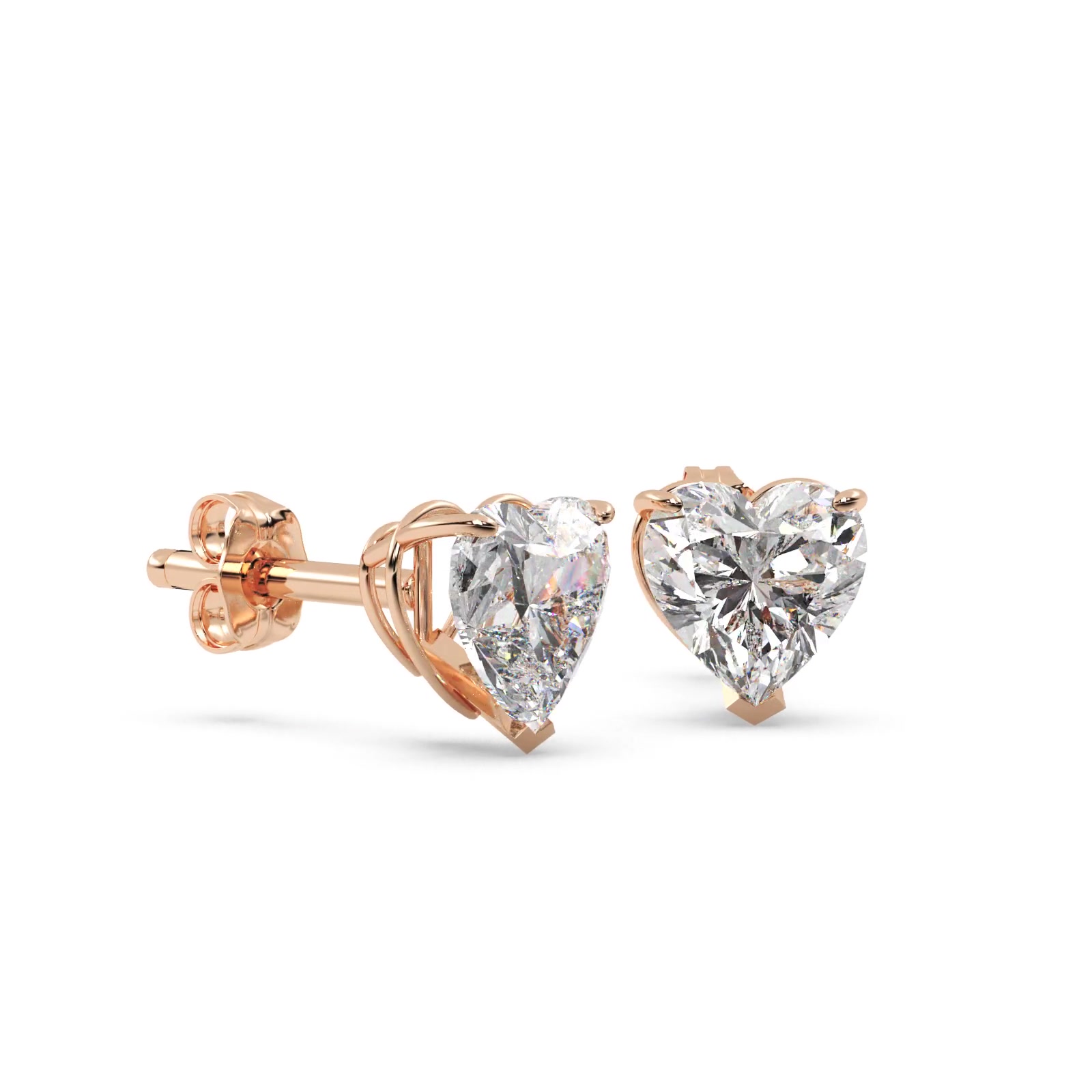 2.00ct Heart-Cut Moissanite Stud Earrings 14kt Rose Gold (F-G, VVS1)
