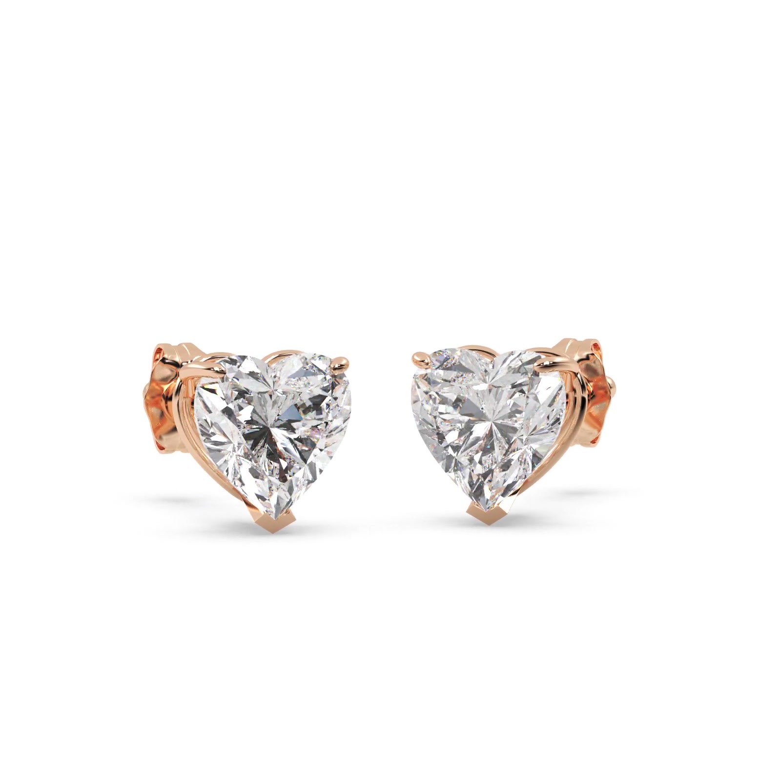 1.50ct Heart-Cut Moissanite Stud Earrings 18kt Rose Gold (F-G, VVS1)