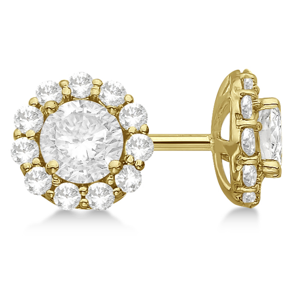 0.75ct. Halo Lab Diamond Stud Earrings 18kt Yellow Gold (G-H, SI1)