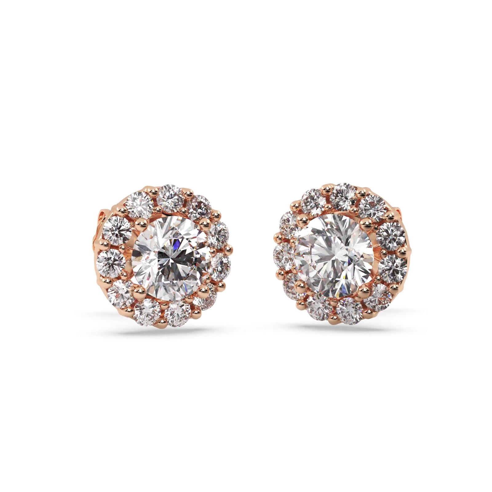 2.00ct. Halo Diamond Stud Earrings 14kt Rose Gold (G-H, VS2-SI1)