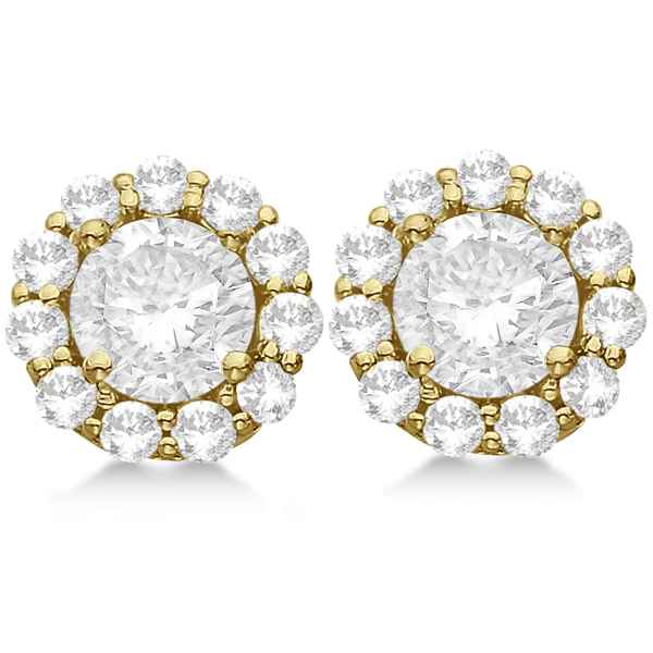 3.00ct. Halo Diamond Stud Earrings 18kt Yellow Gold (G-H, VS2-SI1)
