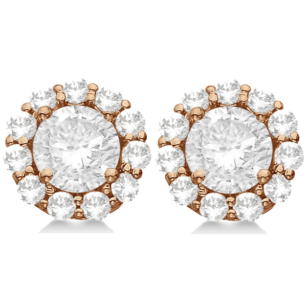 1.00ct. Halo Lab Diamond Stud Earrings 14kt Rose Gold (F-G, VS1)