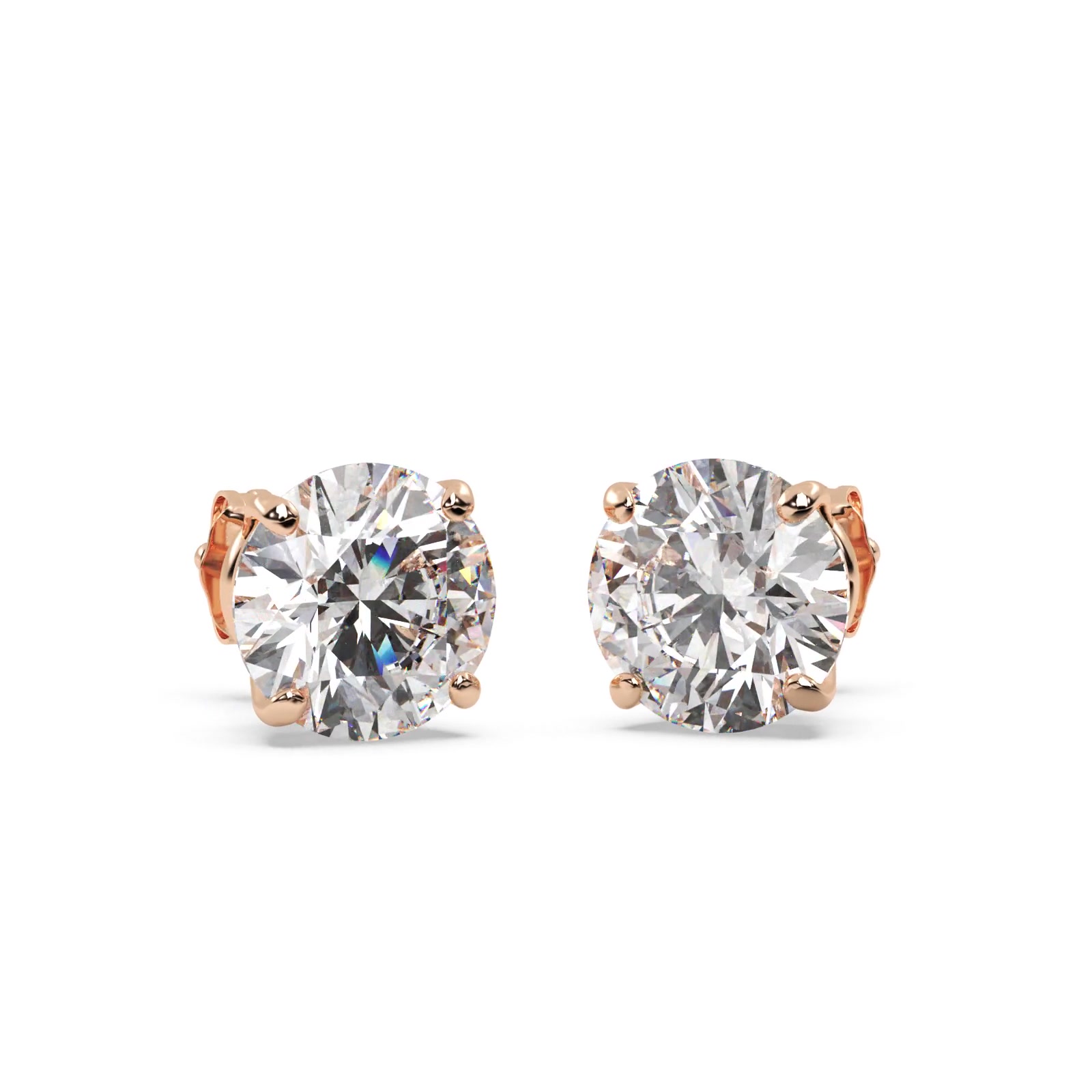 4.00ct. 3-Prong Martini Diamond Stud Earrings 14kt Rose Gold (H-I, SI2-SI3)