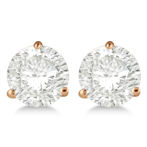 2.00ct. 3-Prong Martini Lab Diamond Stud Earrings 18kt Rose Gold (H-I, SI2-SI3)