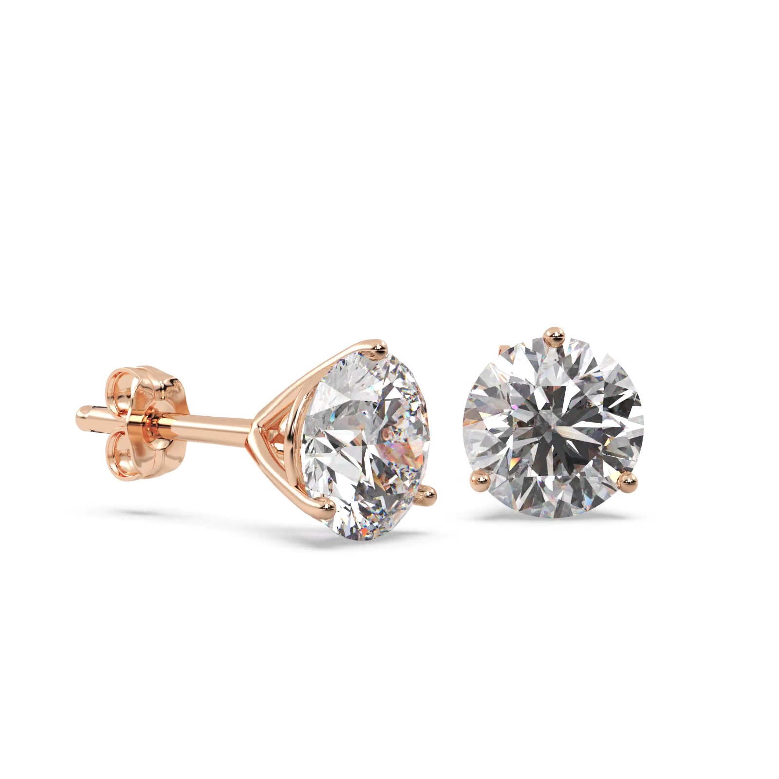 0.33ct. 3-Prong Martini Diamond Stud Earrings 14kt Rose Gold (H, SI1-SI2)