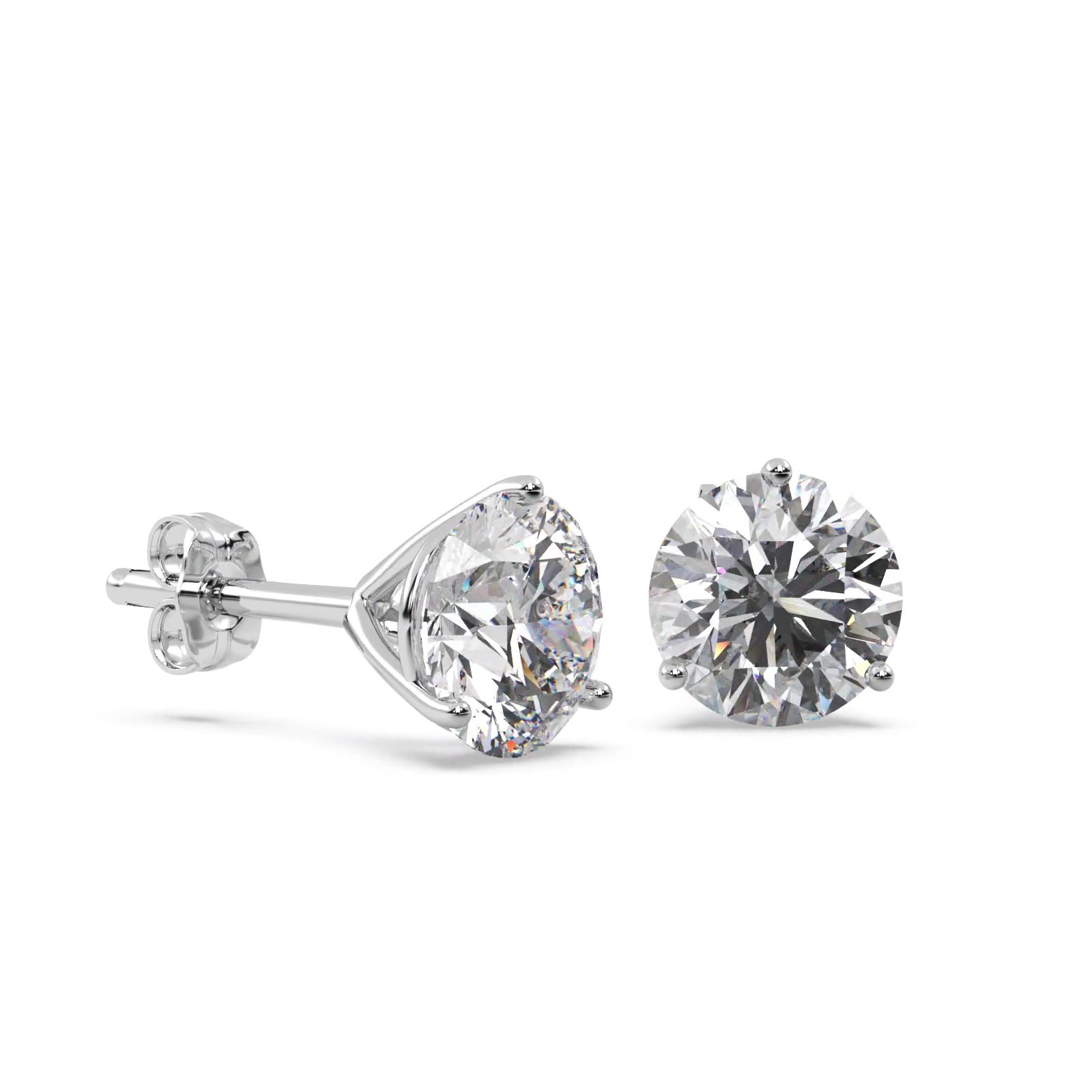 3.00ct. 3-Prong Martini Diamond Stud Earrings 14kt White Gold (H, SI1-SI2)