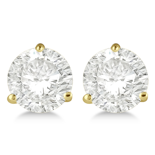 1.00ct. 3-Prong Martini Lab Diamond Stud Earrings 14kt Yellow Gold (G-H, SI1)