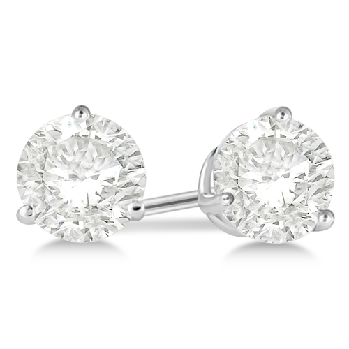 3.00ct. 3-Prong Martini Diamond Stud Earrings Palladium (H, SI1-SI2)