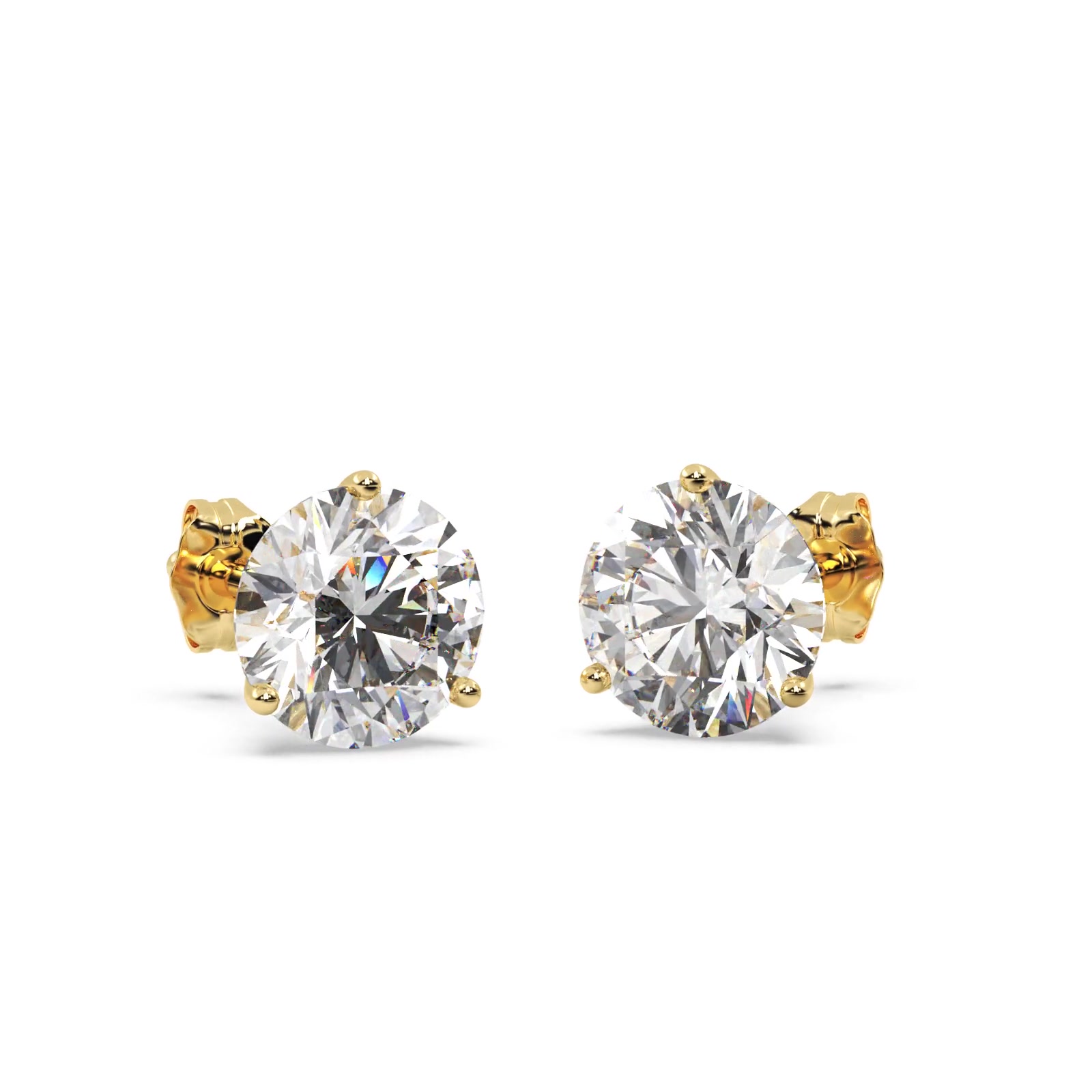 1.00ct. 3-Prong Martini Diamond Stud Earrings 14kt Yellow Gold (G-H, VS2-SI1)