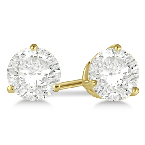 3.00ct. 3-Prong Martini Lab Diamond Stud Earrings 18kt Yellow Gold (F-G, VS1)