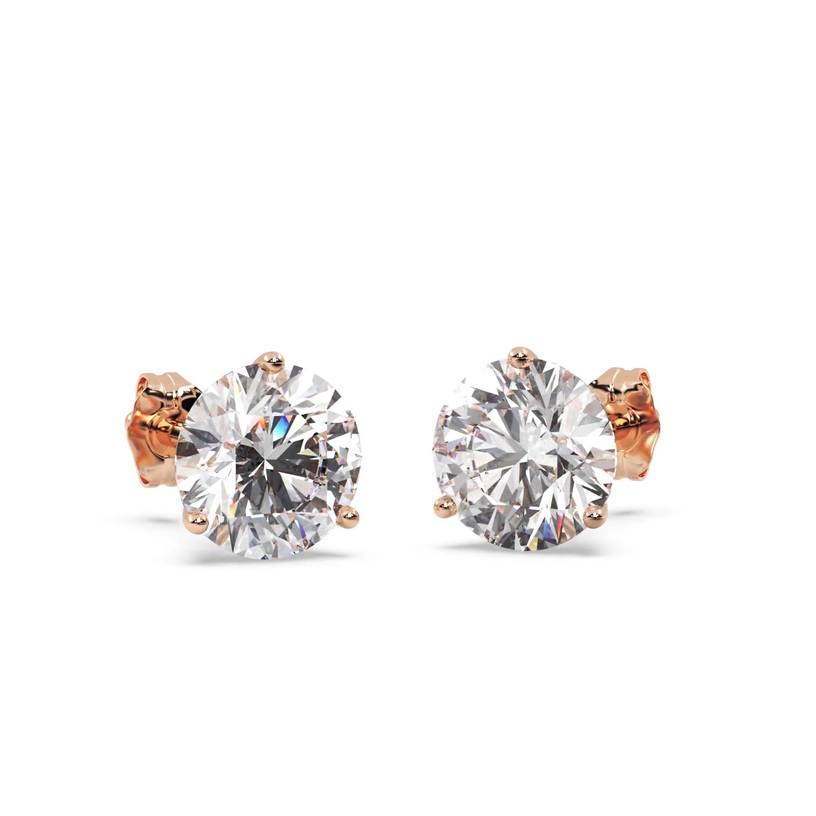1.50ct. 3-Prong Martini Moissanite Stud Earrings 14kt Rose Gold (F-G, VVS1)