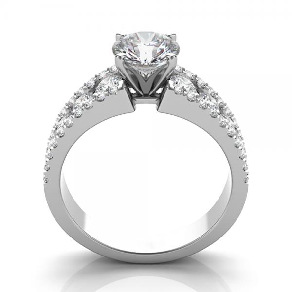Triple Row Luxury Diamond Engagement Ring 14k White Gold (1.12ct)