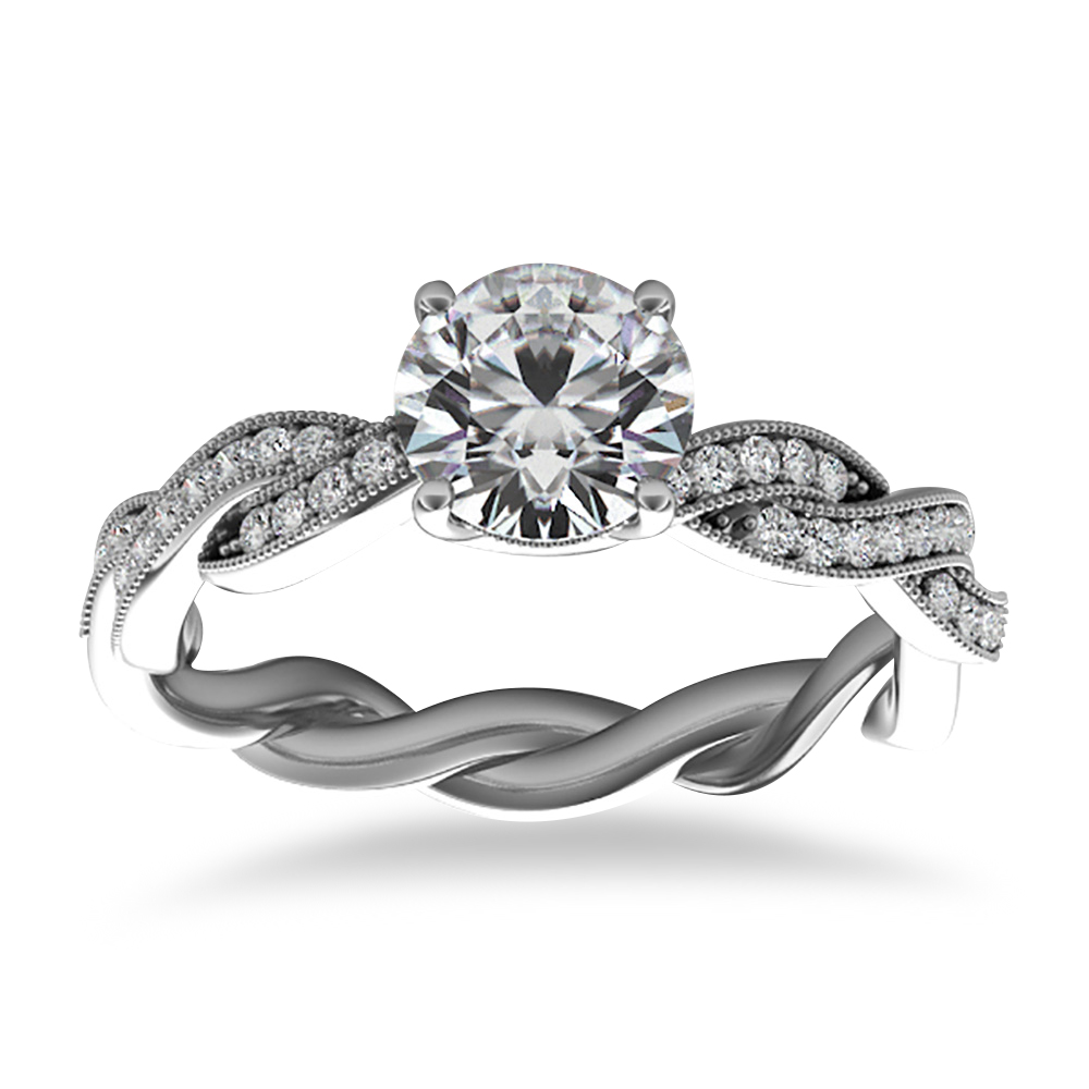 Diamond Twisted Bridal Set Setting 14k White Gold (0.42ct)