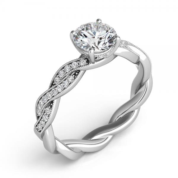Diamond Twisted Bridal Set Setting 14k White Gold (0.42ct)