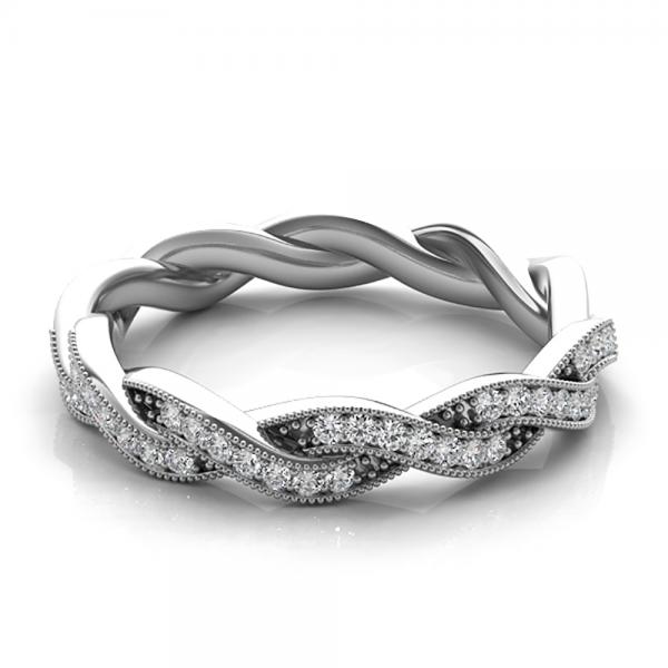 Diamond Twisted Bridal Set Setting 14k White Gold (0.42ct)