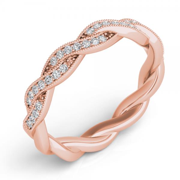 Diamond Twisted Wedding Band 14k Rose Gold (0.20ct)