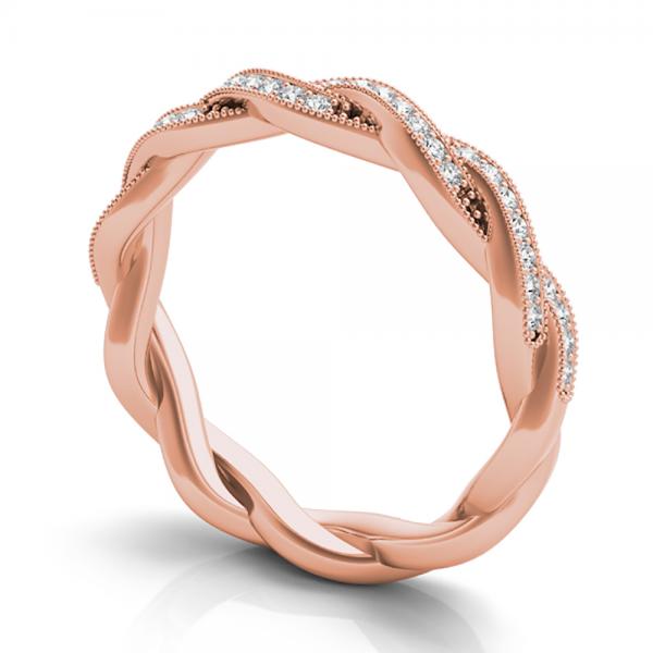 Diamond Twisted Wedding Band 14k Rose Gold (0.20ct)