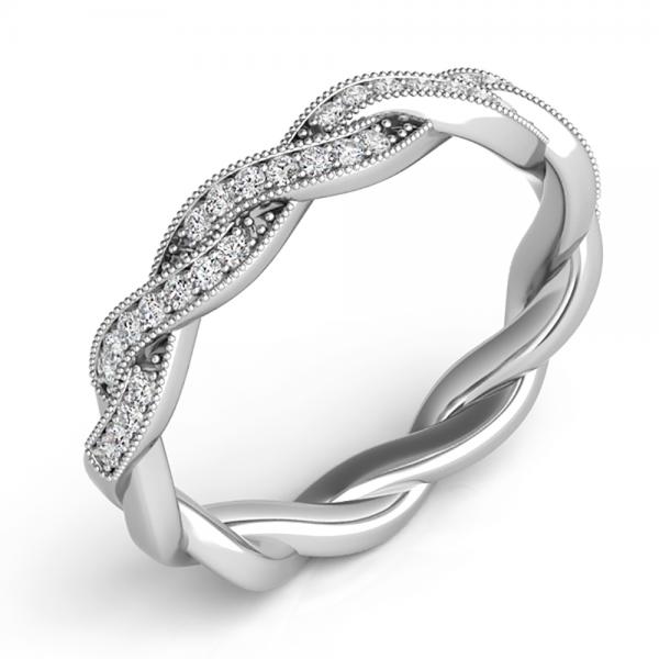 Diamond Twisted Wedding Band 14k White Gold (0.20ct) SK19