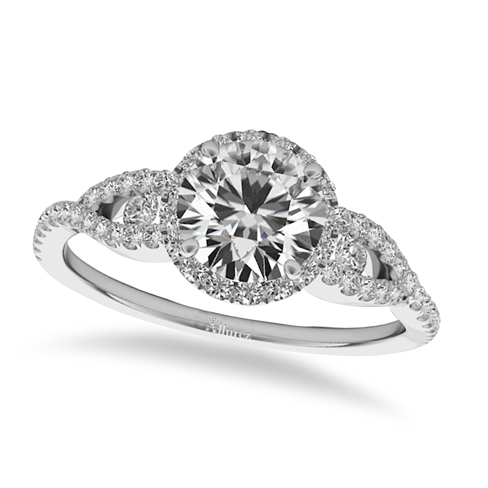 Diamond Accented Halo Engagement Ring 14k White Gold (1.29ct)