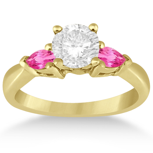 Three Stone Pink Sapphire Engagement Ring 14k Yellow Gold (0.50ct)
