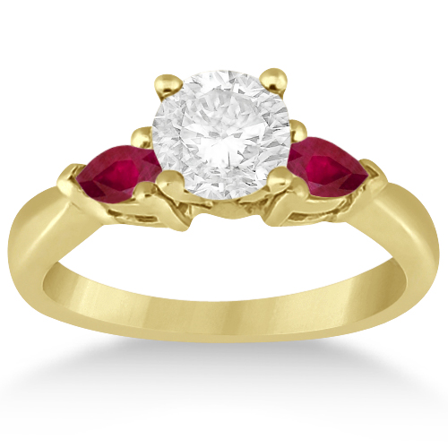 Pear Cut Three Stone Ruby Engagement Ring 18k Yellow Gold (0.50ct)