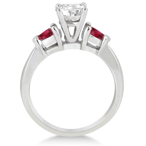 Pear Cut Three Stone Ruby Engagement Ring Palladium (0.50ct)