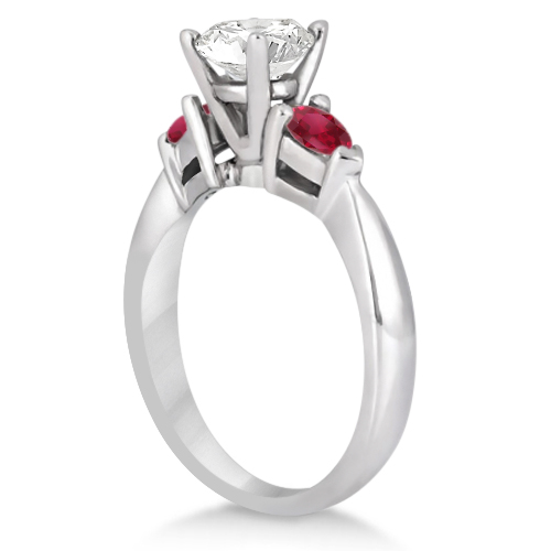 Pear Cut Three Stone Ruby Engagement Ring Palladium (0.50ct)
