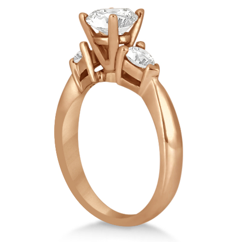 Three Stone Pear Shaped Lab Diamond Engagement Ring 18k Rose Gold (0.50ct)
