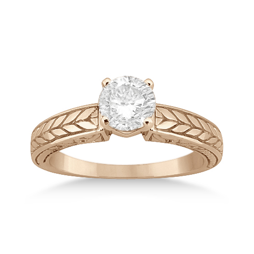 Vintage Solitaire Engagement Ring Setting 14k Rose Gold